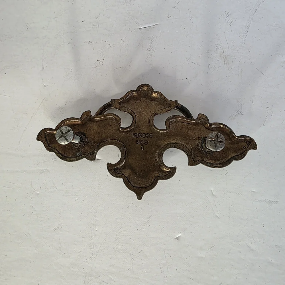 Antique-Style Decorative Brass Drawer Pull - Brown Brass Finish